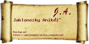 Jablonszky Anikó névjegykártya